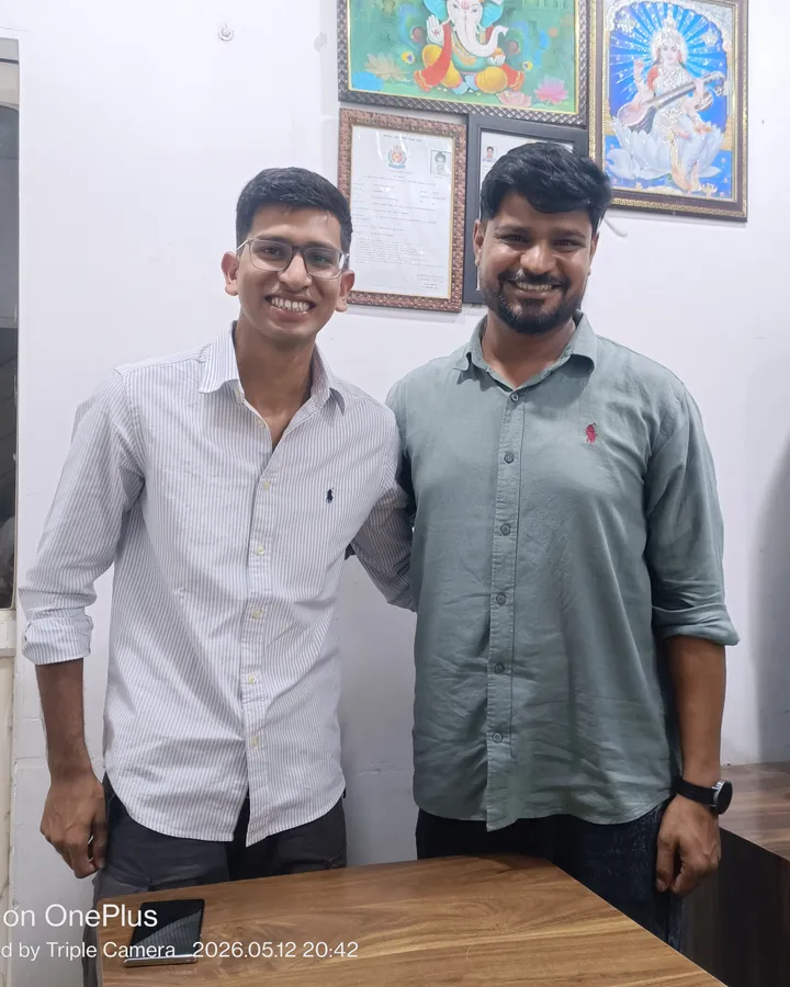 A student with a member of the Vivekananda team at the centre after the CDS examination